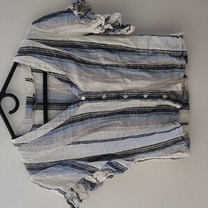 DREW Blue and White Striped Button Down Shirt